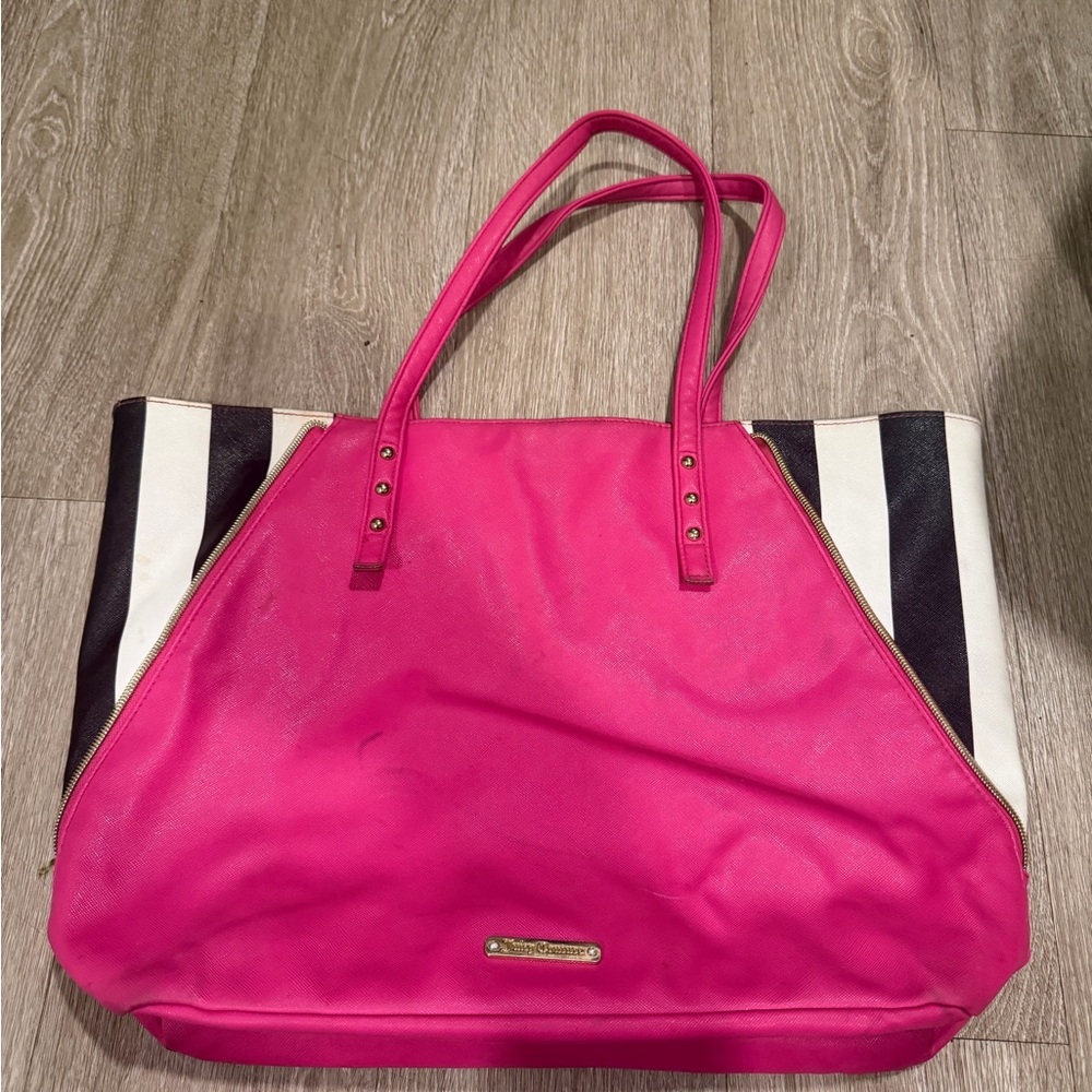 Juicy Couture Vibrant Pink Tote with Black and White Accents